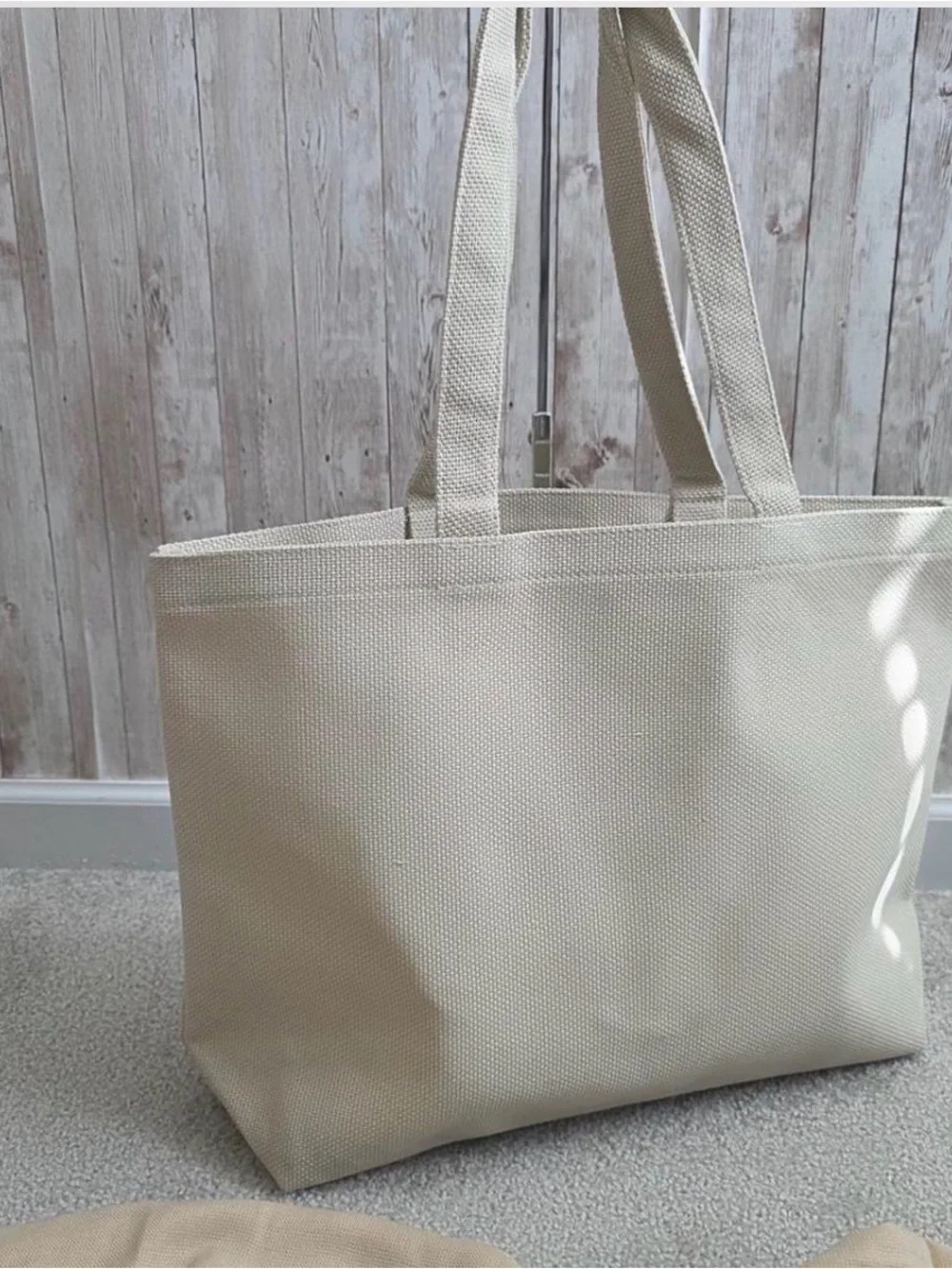 Giorgio Armani Beige Canvas Tote and beach blanket set with Blue Logo